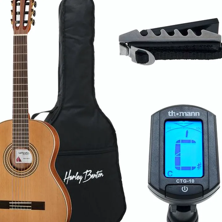 completo La Mancha Rubi CM/59 Bundle: guitarra clásica 3/4 natural